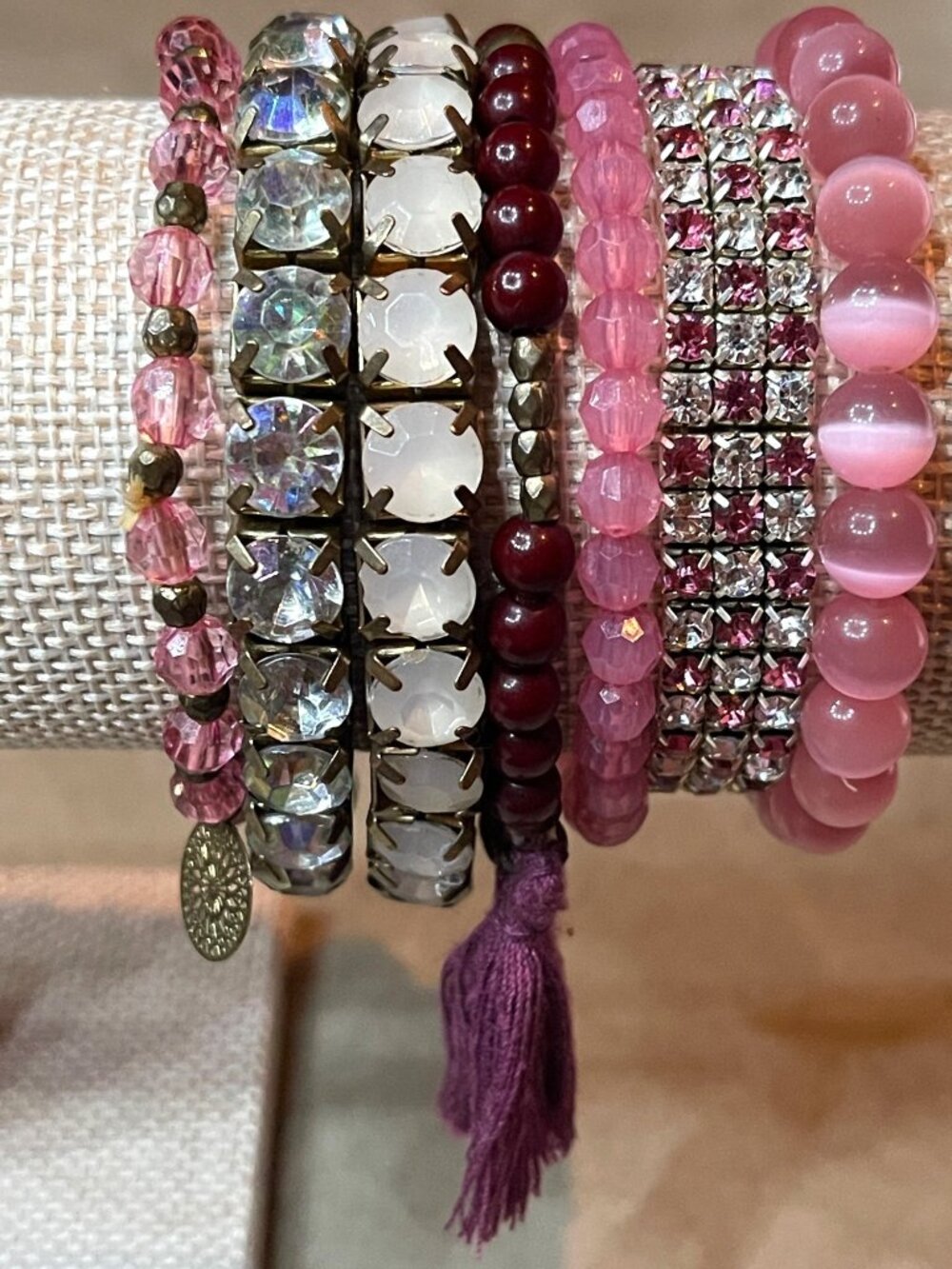 Romantic Rose & Crystal Multi-Layer Statement Bracelet Stack